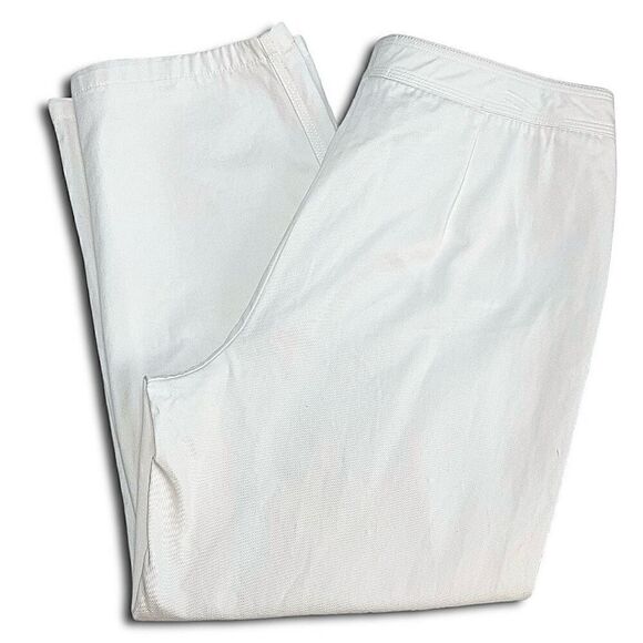 Caslon White Cotton High Waist Crop Pants Sz 12 - Picture 6 of 8